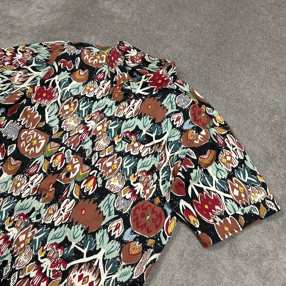 Brixton Shirt Mens Large Button Up Short Sleeve Abstract Colorful Art Casual